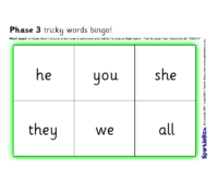 Tricky Word Bingo