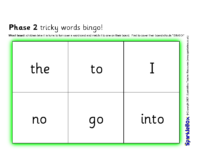 Tricky Words Bingo